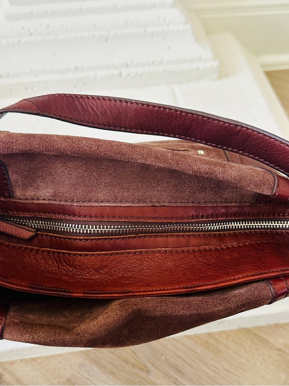b. makowsky Brown Suede & Leather Shoulder Bag - Picture 5 of 9